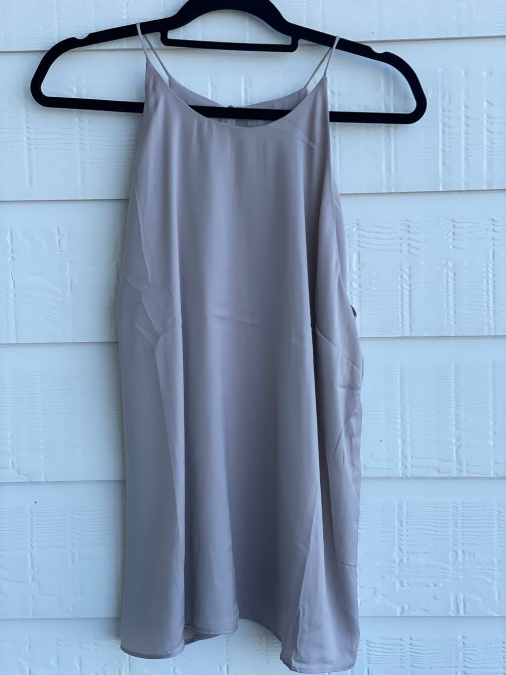 H&M taupe neutral spaghetti strap silky top L NWOT
